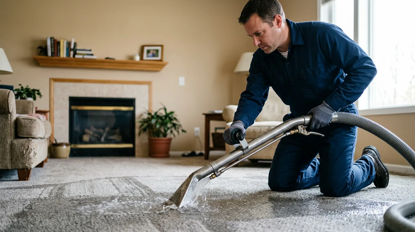Water damage restoration technician working near Ridgeland, WI